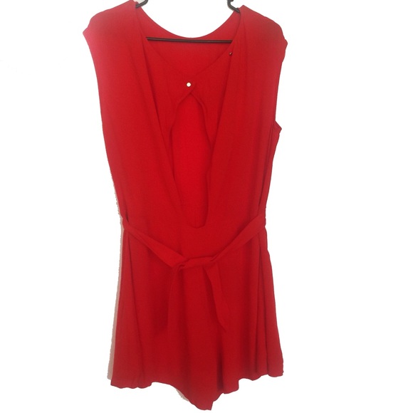 Zara Romper Size Large Orange Red Color Open Back - Picture 8 of 8